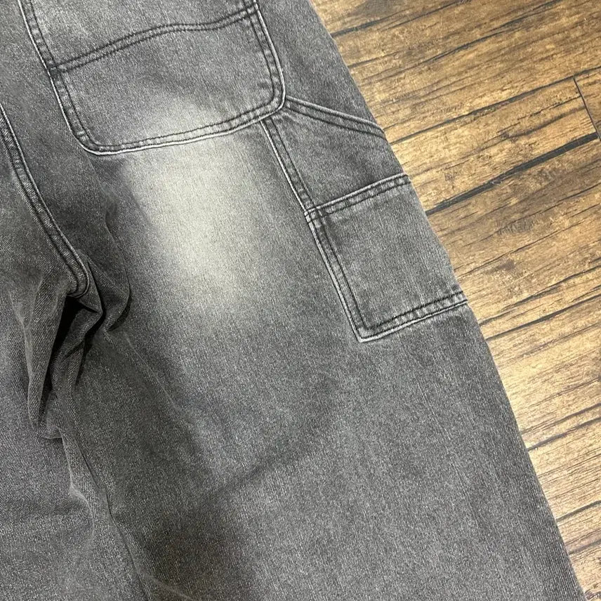 [BUNJANG] Premium Denim Carpenter Wide Pants / 프리미엄 데님 워싱 카펜터 와일드 팬츠 32사이즈