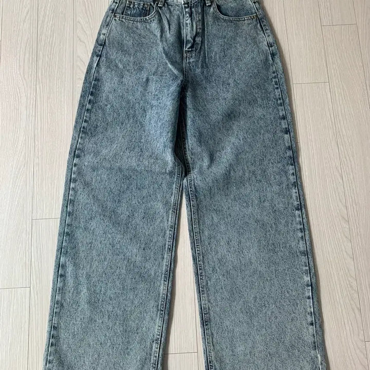 [BUNJANG] Blue Washed Denim Wide Pants / 블루 워싱 데님 와이드 팬츠 (새제품)