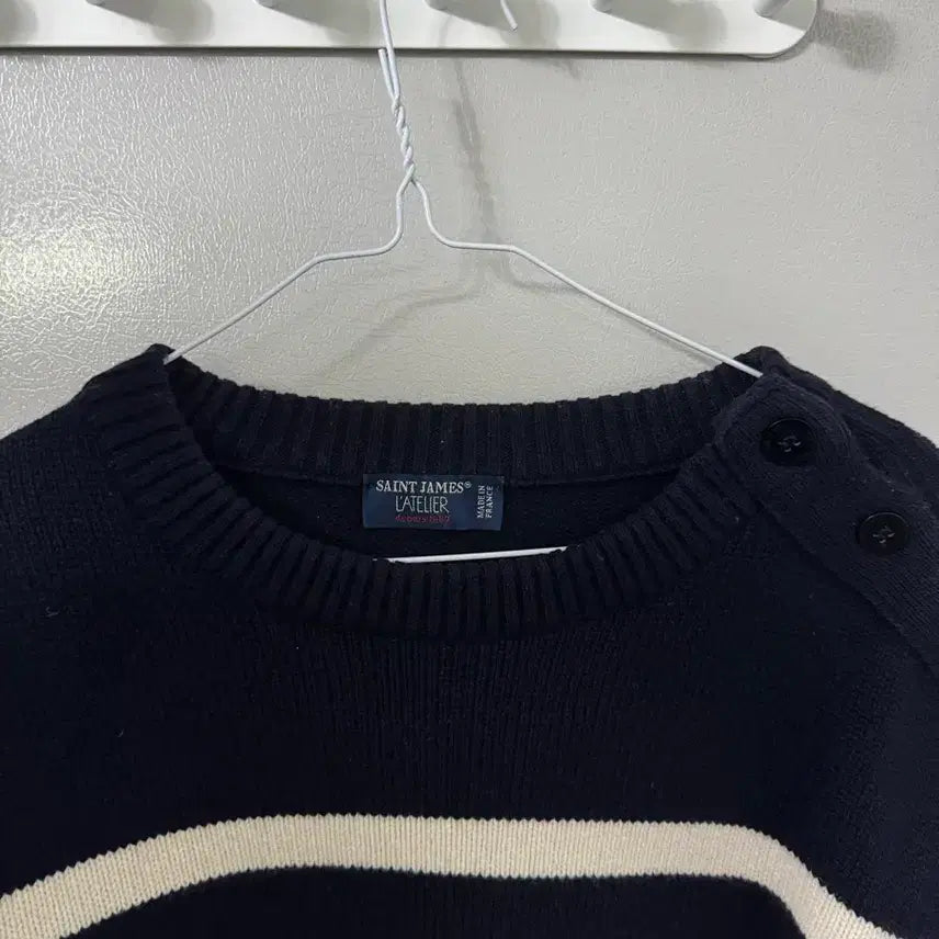 [BUNJANG] Saint James Heavy Wool Knit Sweater / 세인트 제임스 숄더 버튼 헤비 울 니트 105 블랙