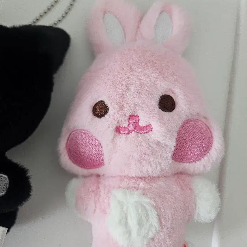 [BUNJANG] Cat and Rabbit Plush Keychain Set / 고양이/토끼 봉제인형 키링 세트