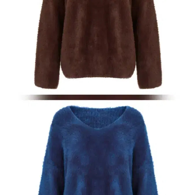 [BUNJANG] Lovemin Bodle Loose Knit Sweater / 러브민 보들 루즈 니트 프랜치블루 브라우니
