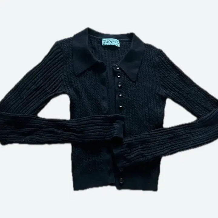 [BUNJANG] Pale Jade Retro Twist Collar Cardigan Black / 페일제이드 레트로 트위스트 카라 가디건 블랙