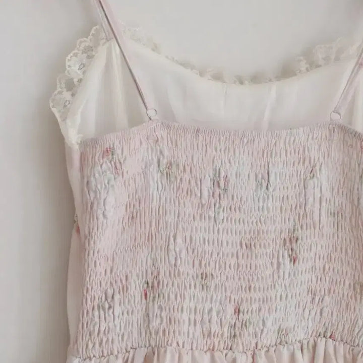 [BUNJANG] Pink Crochet Long Dress Cardigan Set / [세트 상품] 핑크 크로셋 롱원피스 가디건 세트