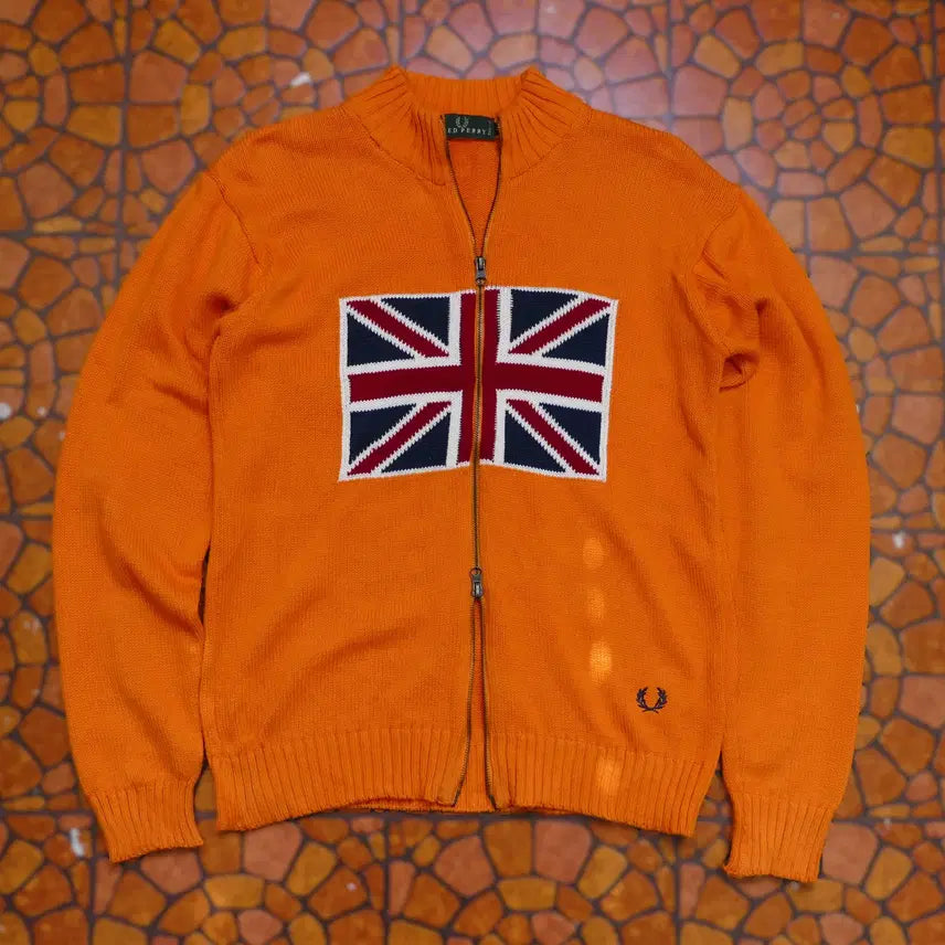 [BUNJANG] Fred Perry Union Jack Knit Zip-Up Jacket / [M] Made in ITALY Fred Perry 유니온잭 니트 집업
