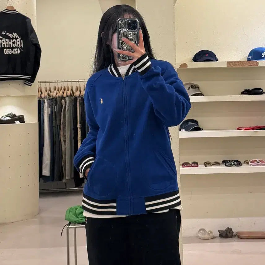 [BUNJANG] Polo Ralph Lauren Pony Logo Zip-Up Varsity Jacket / 폴로 랄프로렌 포니 로고 집업 바시티 자켓 U1074