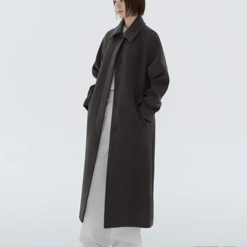 [BUNJANG] Musinsa Standard Women Cashmere Blend Balmacaan Robe Coat / 무신사 스탠다드우먼 우먼즈 캐시미어 블렌드 발마칸 로브 코트 건메탈