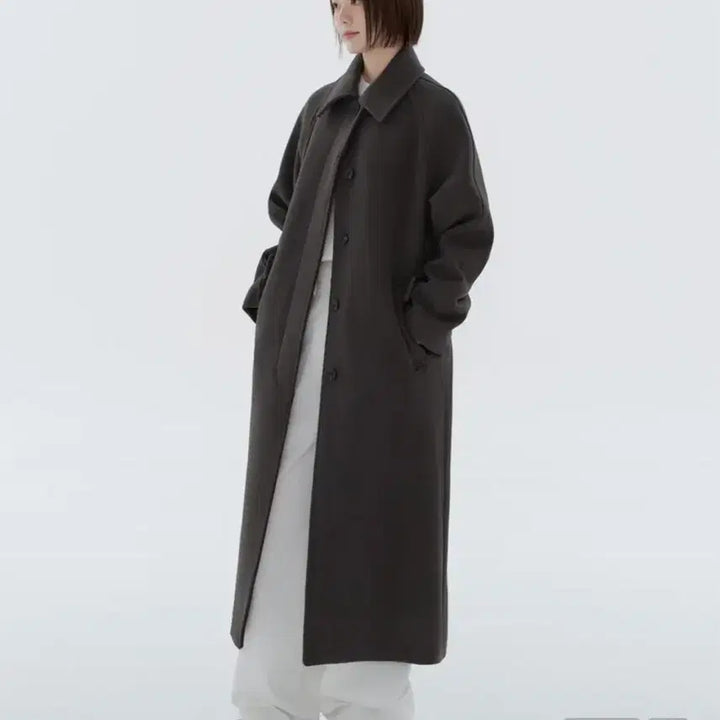 [BUNJANG] Musinsa Standard Women Cashmere Blend Balmacaan Robe Coat / 무신사 스탠다드우먼 우먼즈 캐시미어 블렌드 발마칸 로브 코트 건메탈