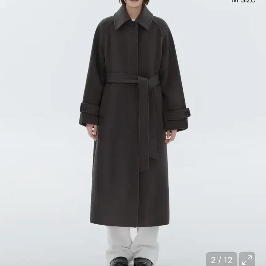[BUNJANG] Musinsa Standard Women Cashmere Blend Balmacaan Robe Coat / 무신사 스탠다드우먼 우먼즈 캐시미어 블렌드 발마칸 로브 코트 건메탈