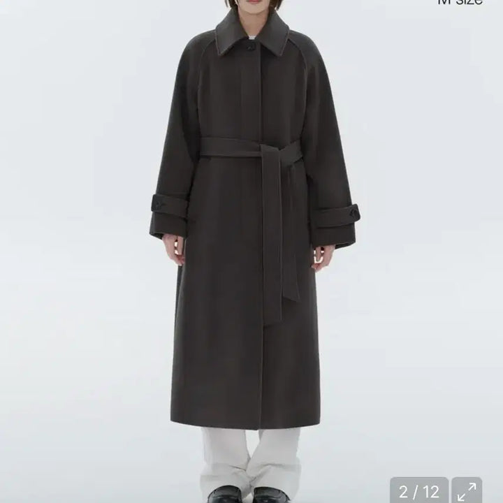 [BUNJANG] Musinsa Standard Women Cashmere Blend Balmacaan Robe Coat / 무신사 스탠다드우먼 우먼즈 캐시미어 블렌드 발마칸 로브 코트 건메탈