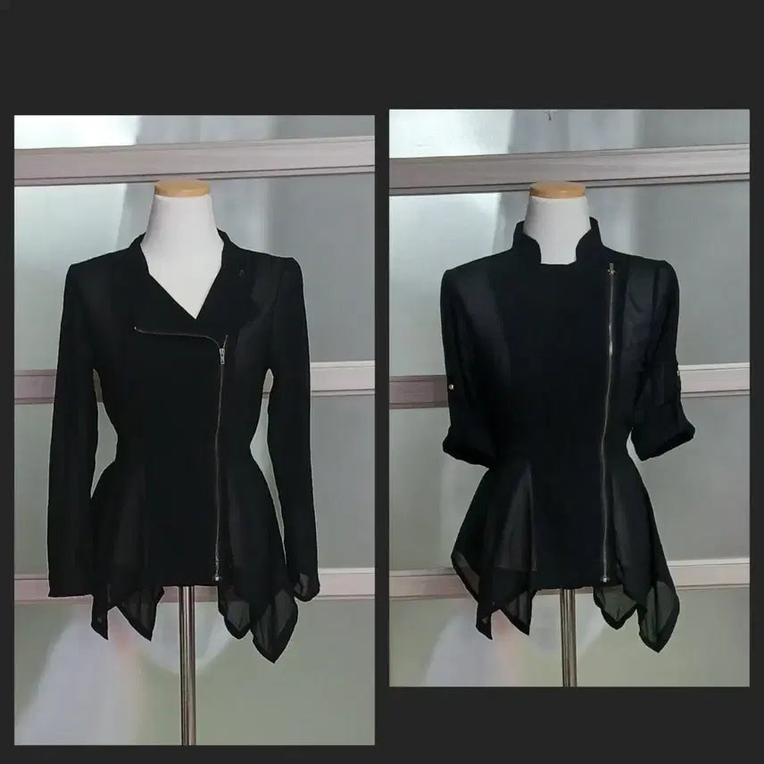 [BUNJANG] Unbalance Zipper Black Blouse / 언발란스 지퍼 블라우스 //새수준