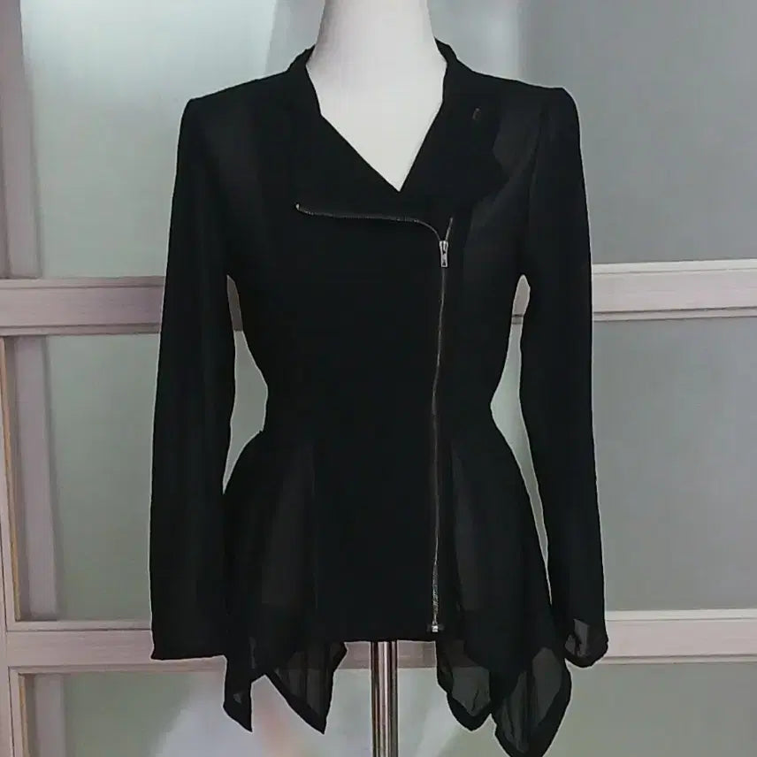 [BUNJANG] Unbalance Zipper Black Blouse / 언발란스 지퍼 블라우스 //새수준