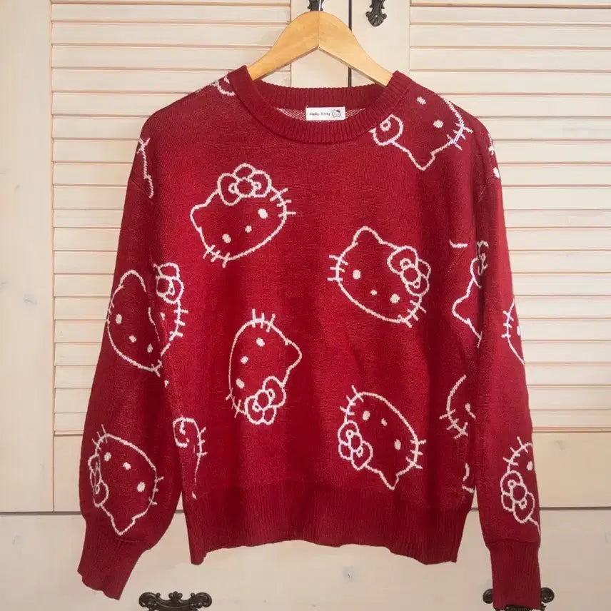 [BUNJANG] Sanrio Hello Kitty Vintage Knit Sweater / 일본빈티지 헬로키티 니트 하구미 카모메산장 지구네 산리오 모리노가토