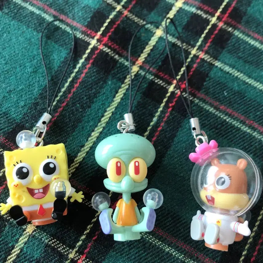 [BUNJANG] Spongebob Squarepants/Squidward/Sandy Cheeks Figure Keyring Set / 스폰지밥/징징이/다람이 피규어키링 3종세트