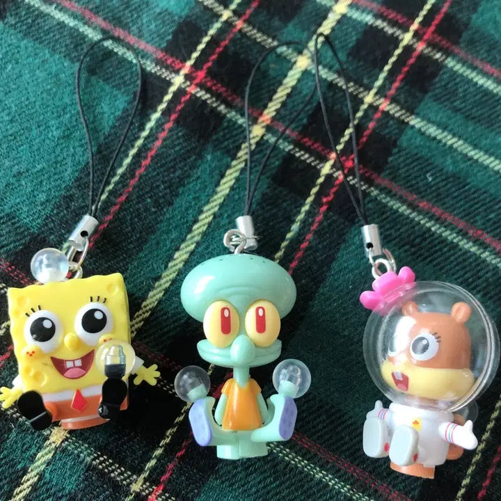 [BUNJANG] Spongebob Squarepants/Squidward/Sandy Cheeks Figure Keyring Set / 스폰지밥/징징이/다람이 피규어키링 3종세트