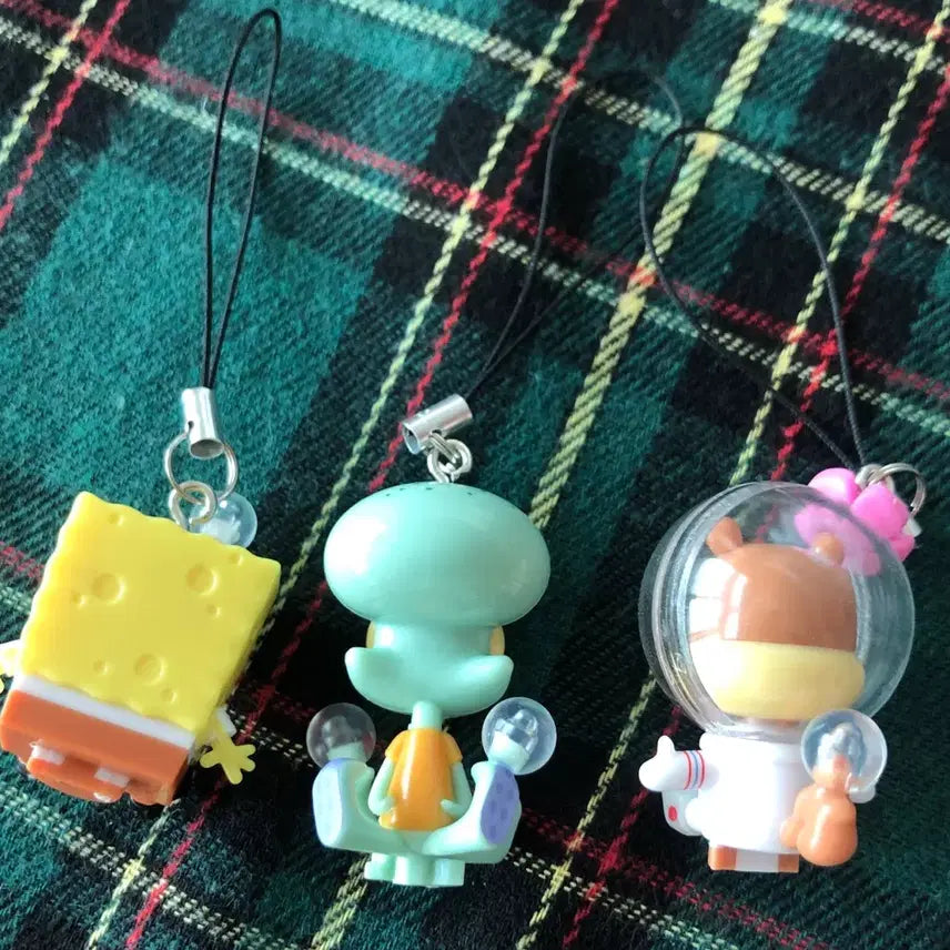 [BUNJANG] Spongebob Squarepants/Squidward/Sandy Cheeks Figure Keyring Set / 스폰지밥/징징이/다람이 피규어키링 3종세트