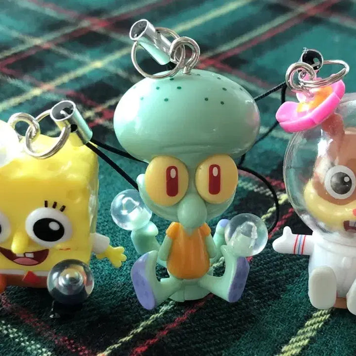 [BUNJANG] Spongebob Squarepants/Squidward/Sandy Cheeks Figure Keyring Set / 스폰지밥/징징이/다람이 피규어키링 3종세트