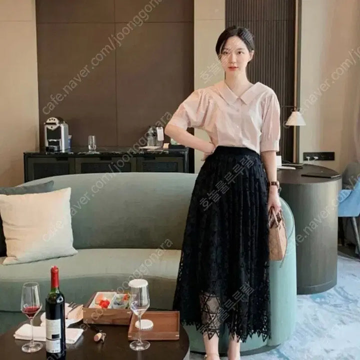 [BUNJANG] Pageyou Black Lace Long Skirt / 페이지유 블랙 레이스 롱 스커트