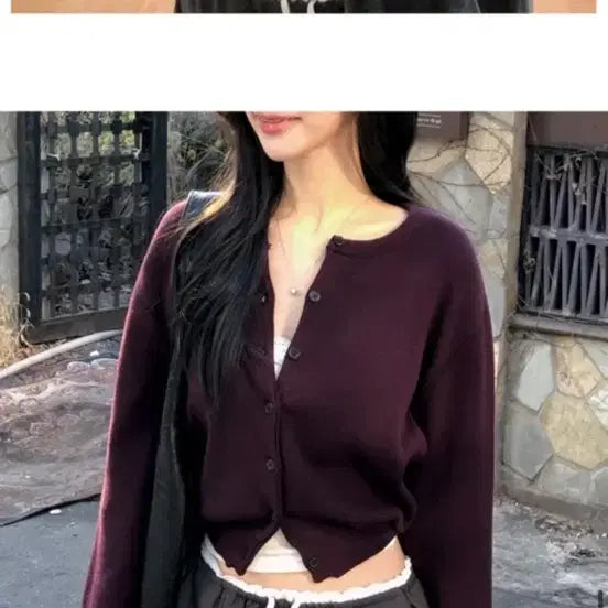 [BUNJANG] Shopperland Tori Round Fine Wool Spring Knit Cardigan (Navy) / 쇼퍼랜드 토리라운드 파인 울 봄 니트 가디건(네이비)
