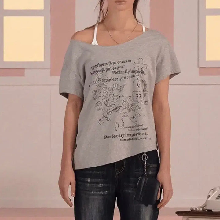 [BUNJANG] 3 Times Dusty Angel T-shirt - Gray (S) / 쓰리타임즈 더스티엔젤반팔티s 판매해요