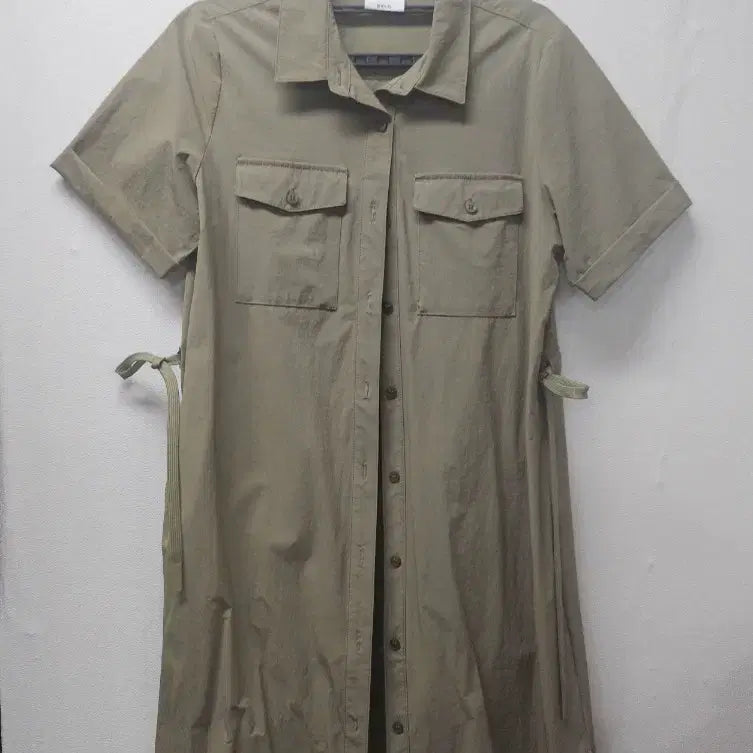 [BUNJANG] Jeep Khaki Long Shirt Dress S / JEEP  지프 카키색 셔츠형 롱 원피스 S