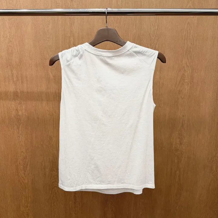[BUNJANG] Theory Cotton Sleeveless Blouse with Side Twist Shirring Detail - White / 띠어리 코튼 슬리브리스 블라우스 사이드 트위스트 셔링 디테일 화이트