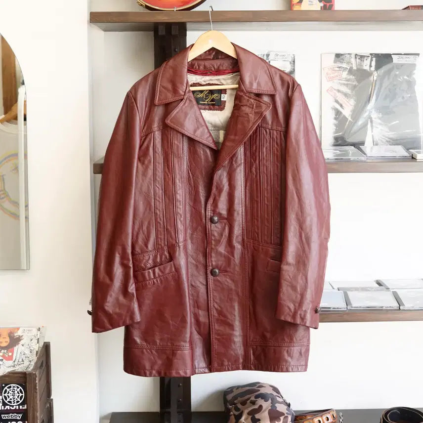 [BUNJANG] Vintage Real Leather Car Coat / 빈티지 리얼 레더 카코트 100 사이즈