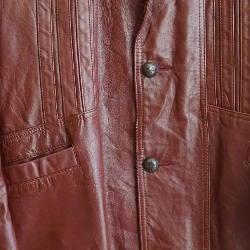 [BUNJANG] Vintage Real Leather Car Coat / 빈티지 리얼 레더 카코트 100 사이즈