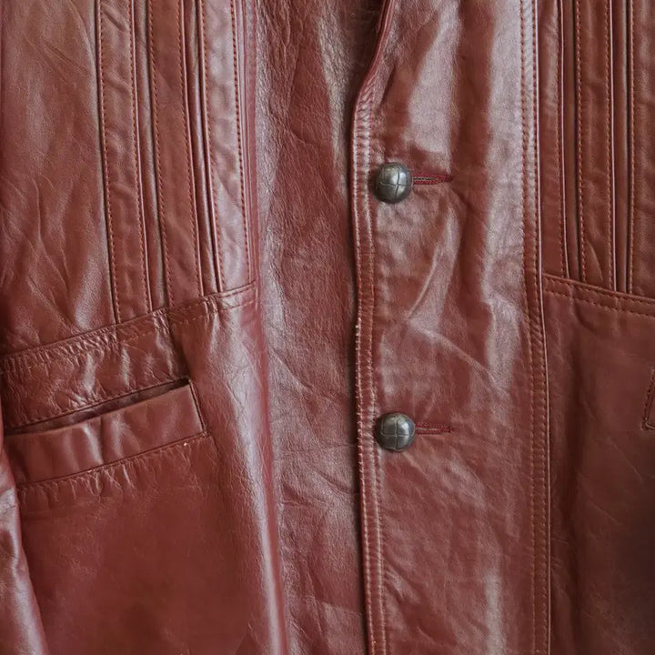 [BUNJANG] Vintage Real Leather Car Coat / 빈티지 리얼 레더 카코트 100 사이즈