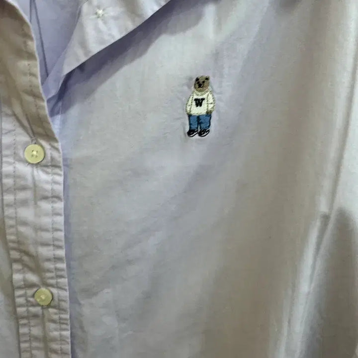 [BUNJANG] Who.A.U Bear Embroidered Light Purple Shirt / 후아유 베어 자수 라이트퍼플 셔츠 루즈핏 남성 M/데일리 캐주얼