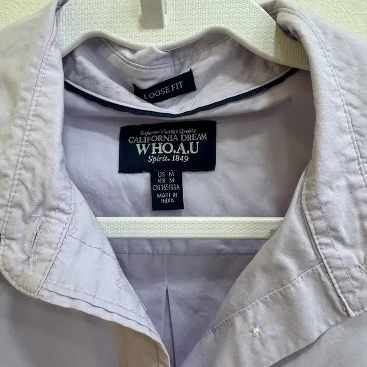 [BUNJANG] Who.A.U Bear Embroidered Light Purple Shirt / 후아유 베어 자수 라이트퍼플 셔츠 루즈핏 남성 M/데일리 캐주얼