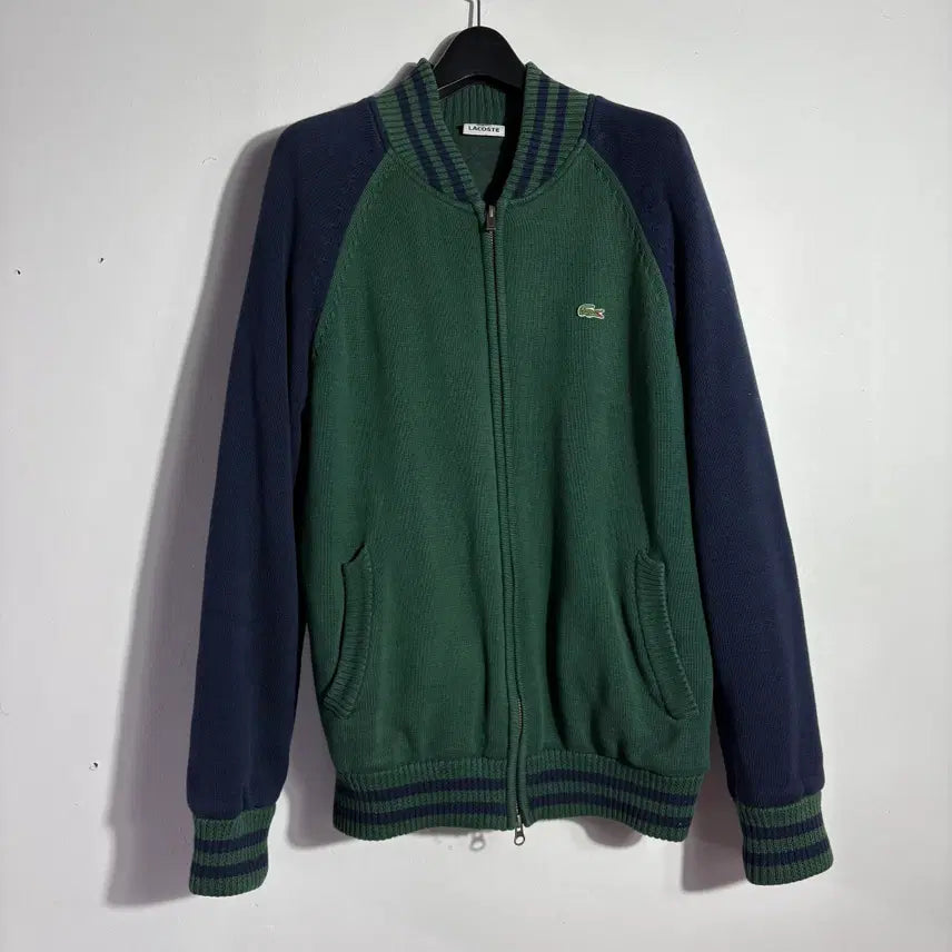 [BUNJANG] Lacoste Two-Tone Zip-Up Knit Jacket / 라코스테 그린 집업 니트 자켓 (무료배송)