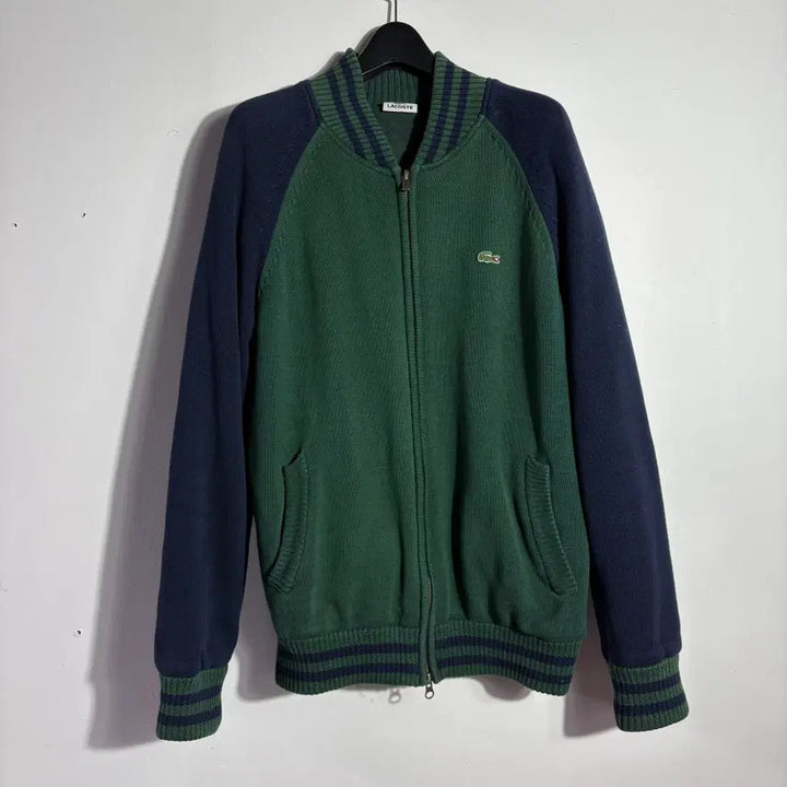 [BUNJANG] Lacoste Two-Tone Zip-Up Knit Jacket / 라코스테 그린 집업 니트 자켓 (무료배송)