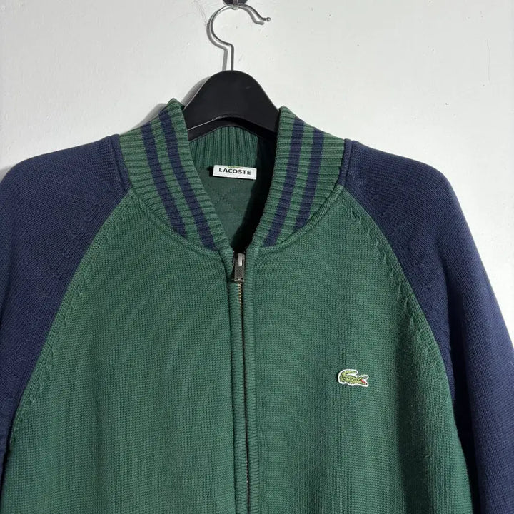 [BUNJANG] Lacoste Two-Tone Zip-Up Knit Jacket / 라코스테 그린 집업 니트 자켓 (무료배송)