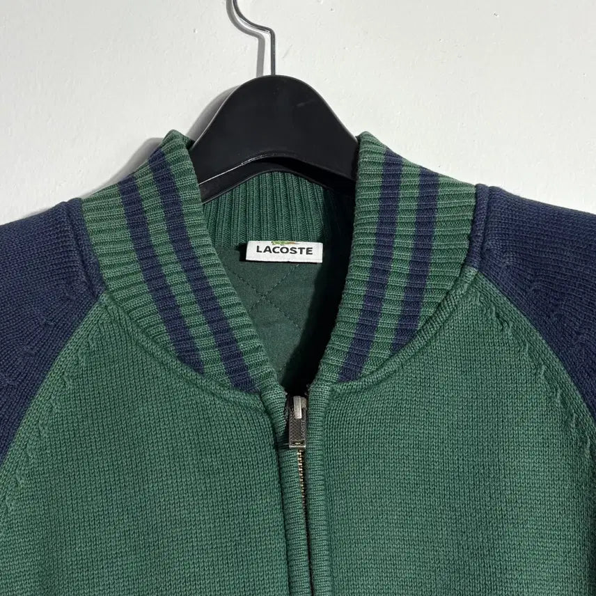 [BUNJANG] Lacoste Two-Tone Zip-Up Knit Jacket / 라코스테 그린 집업 니트 자켓 (무료배송)