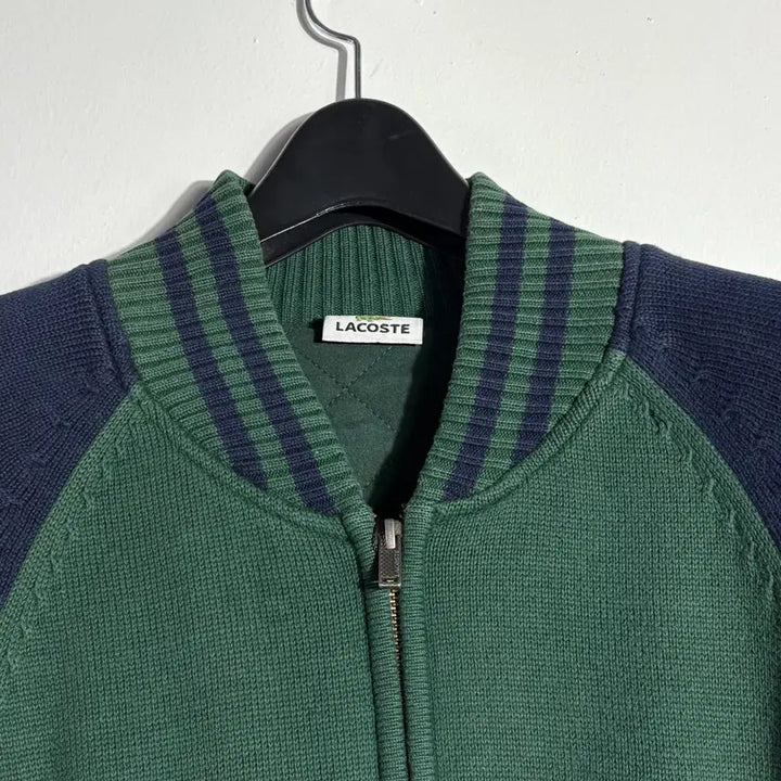 [BUNJANG] Lacoste Two-Tone Zip-Up Knit Jacket / 라코스테 그린 집업 니트 자켓 (무료배송)