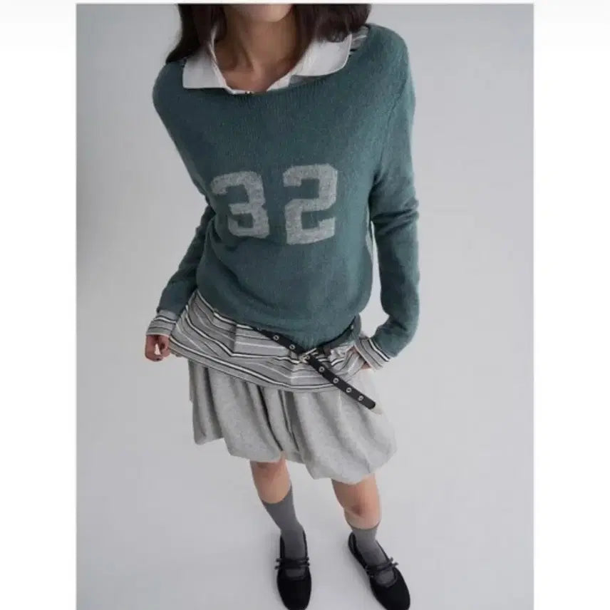 [BUNJANG] 8 Seconds Blue Boat Neck Knit Pullover / 에잇세컨즈 넘버 긴소매 풀오버 블루 니트