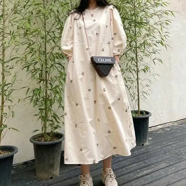 [BUNJANG] Puff Sleeve A-Line Dress / 퍼프 소매 원피스