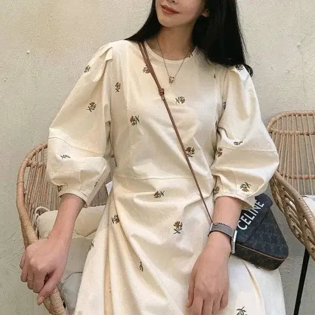 [BUNJANG] Puff Sleeve A-Line Dress / 퍼프 소매 원피스