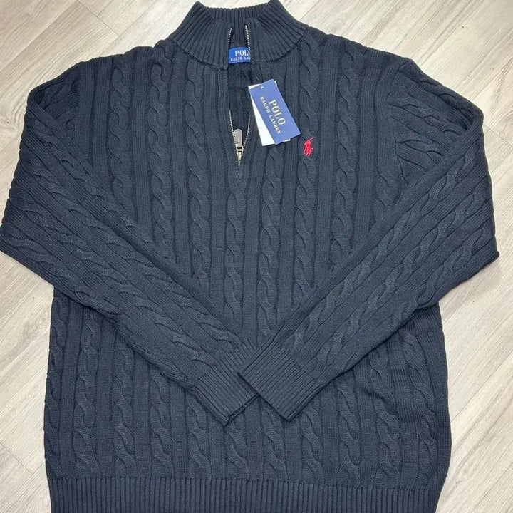 [BUNJANG] Polo Ralph Lauren Cable Knit Half-Zip Sweater / 폴로 랄프로렌 꽈배기 반집업 니트 새상품