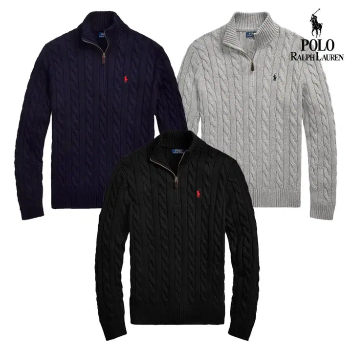 [BUNJANG] Polo Ralph Lauren Cable Knit Half-Zip Sweater / 폴로 랄프로렌 꽈배기 반집업 니트 새상품
