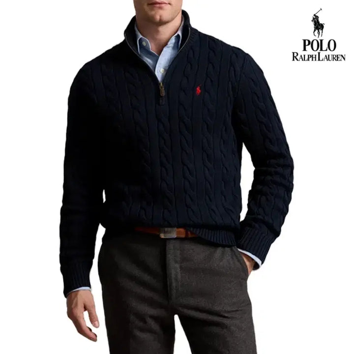 [BUNJANG] Polo Ralph Lauren Cable Knit Half-Zip Sweater / 폴로 랄프로렌 꽈배기 반집업 니트 새상품