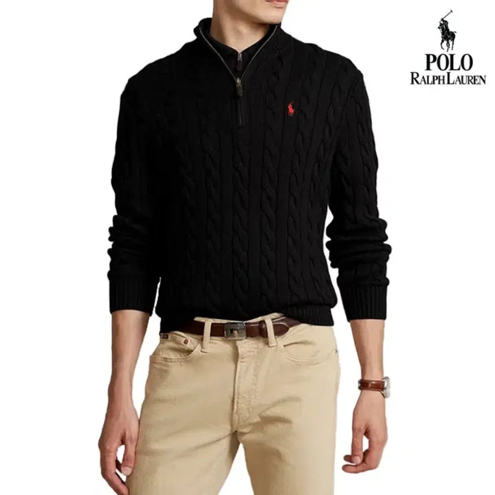 [BUNJANG] Polo Ralph Lauren Cable Knit Half-Zip Sweater / 폴로 랄프로렌 꽈배기 반집업 니트 새상품