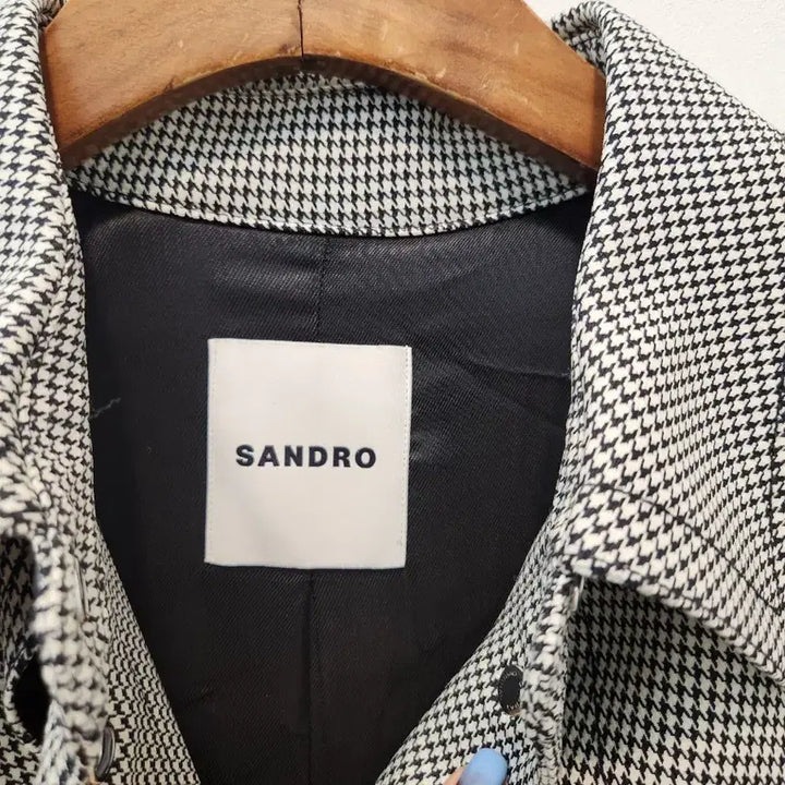 [BUNJANG] Sandro Check Pleated Long Coat / Sandro로 체크 플리츠 롱 코트