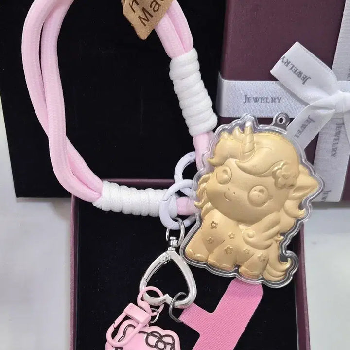 [SOLD OUT] 여아 유니콘 키링 &amp; 키홀더 세트   새상품 순금 함량 0.2mg