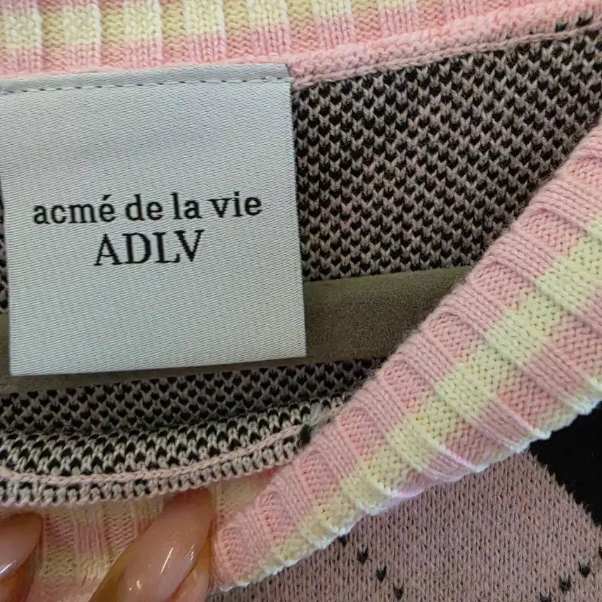 [BUNJANG] ADLV Argyle Knit Vest Pink / 정품ADLV 니트 조끼 핑크 OS