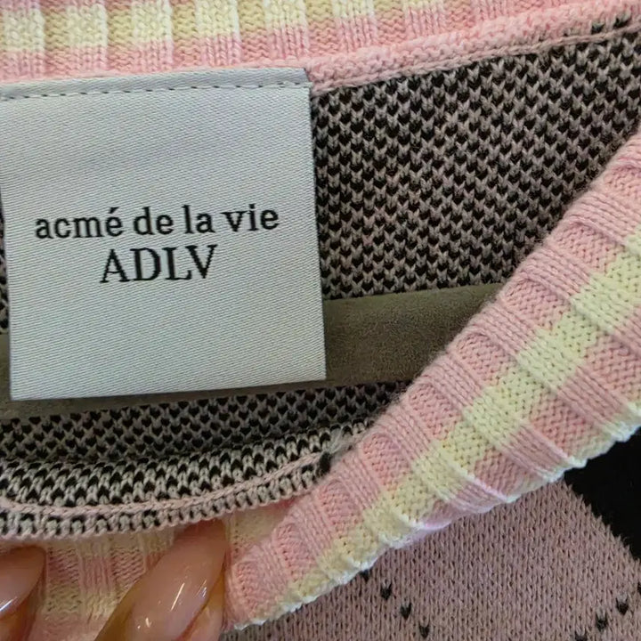 [BUNJANG] ADLV Argyle Knit Vest Pink / 정품ADLV 니트 조끼 핑크 OS