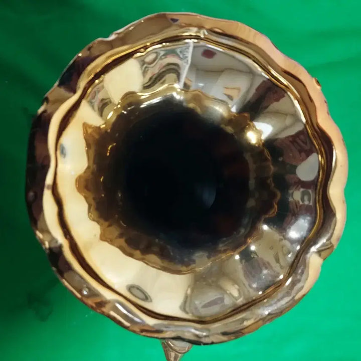 [BUNJANG] Gold Trimmed Floral Porcelain Vase / 골드 장식 꽃무늬 도자기 화병