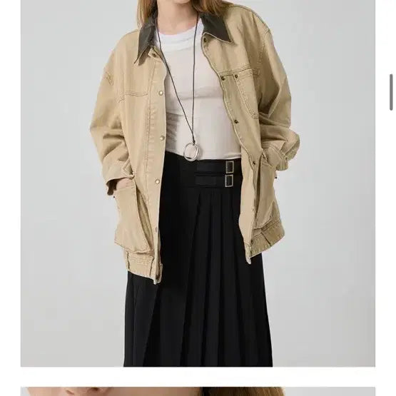 [BUNJANG] U-CENTIC Utility Denim Jumper Beige S Size / 유센틱 유틸리티 데님 점퍼 베이지 S사이즈