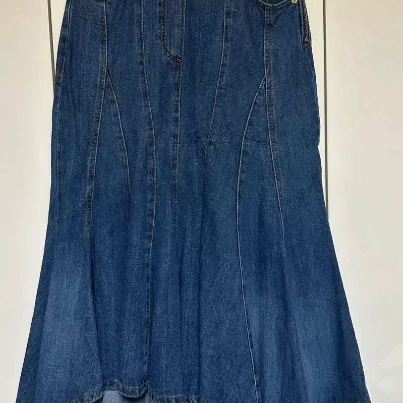 [BUNJANG] Hanssem System Denim Asymmetric Flounce Skirt / 한섬시스템 청 데님 언발란스 훌 스커트