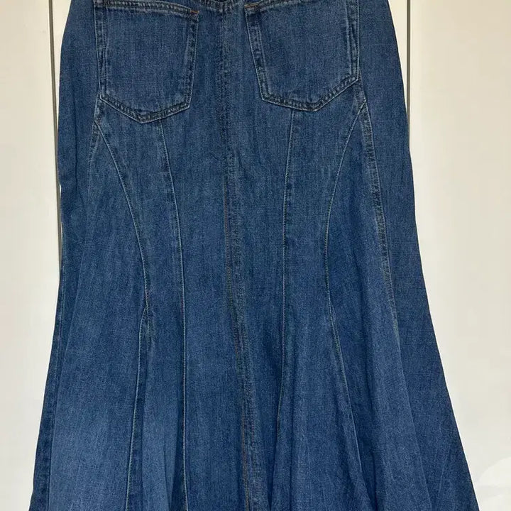 [BUNJANG] Hanssem System Denim Asymmetric Flounce Skirt / 한섬시스템 청 데님 언발란스 훌 스커트